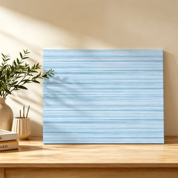 Blue Lines Canvas Wall Art, Modern Abstract Minimalist Horizontal Stripe Wood Grain Wall Art Prints Artwork Framed Canvas Ready to Hang Art Pictures for Bathroom Bedroom Entry Desk Corner 10" x 8"