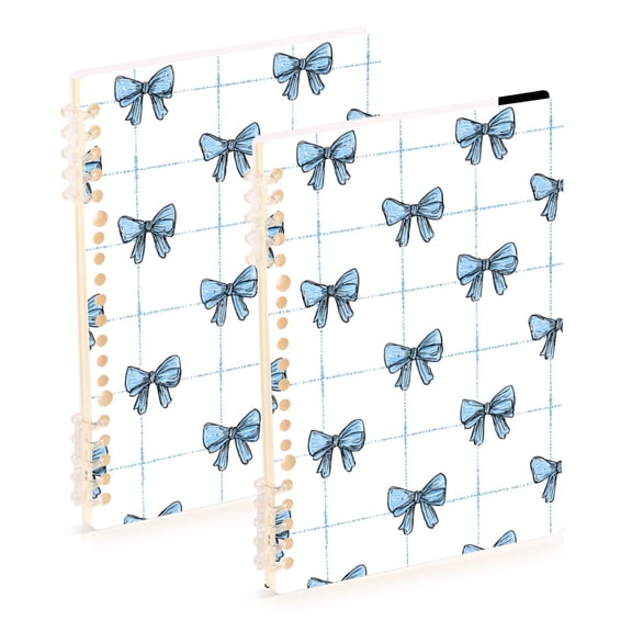 Blue Lines Plaids Bows Notebook Detachable Coil Notebook Diary Plan Book A5 Size 60 Pages 1 Pack