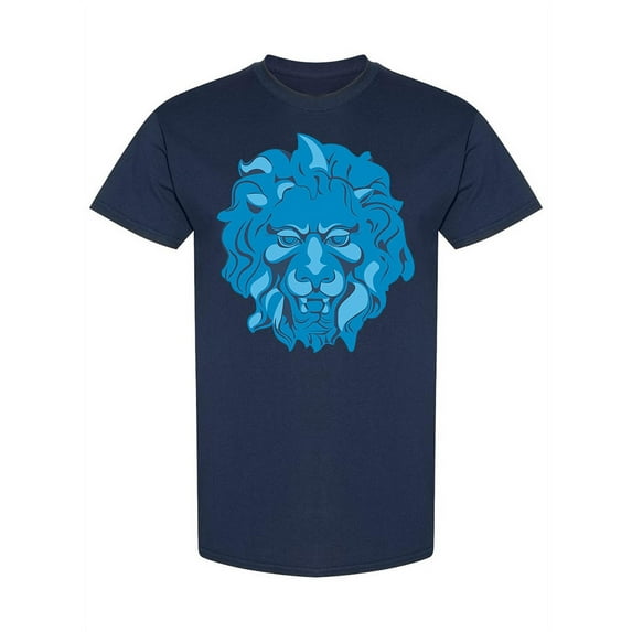Blue Lion Head T-Shirt Men -Image by Shutterstock, Male Small