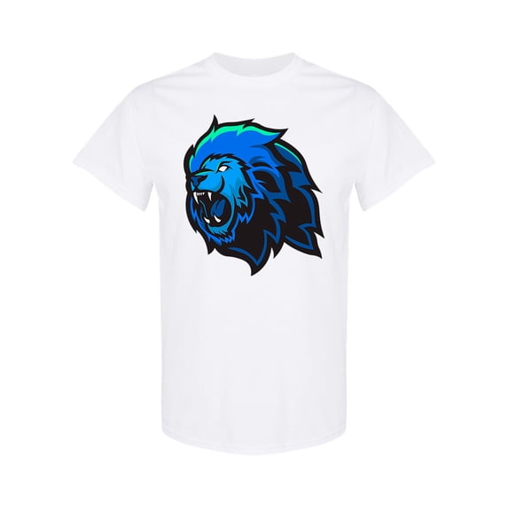 Blue Lion Head T-Shirt Men -Image by Shutterstock, Male XX-Large
