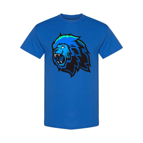 Blue Lion Head  T-Shirt Men -Image by Shutterstock, Male x-Large