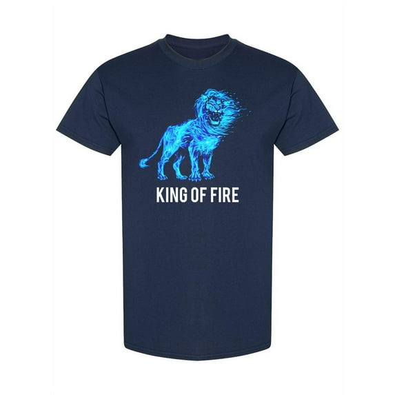 Blue Lion On Fire T-Shirt Men -Image by Shutterstock, Male XX-Large