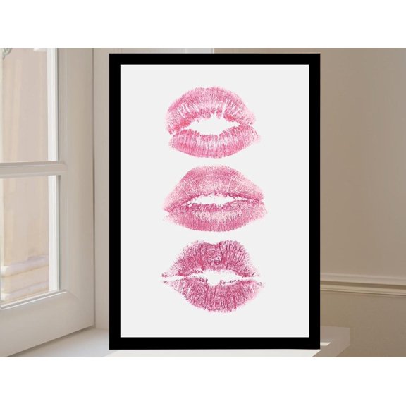 Blue Lips Print Modern Wall Art Decor, Unframed Canvas 24x36in