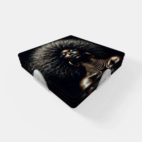 Blue Lipstick Goddess I-IV - Beverage Coasters Set (4)