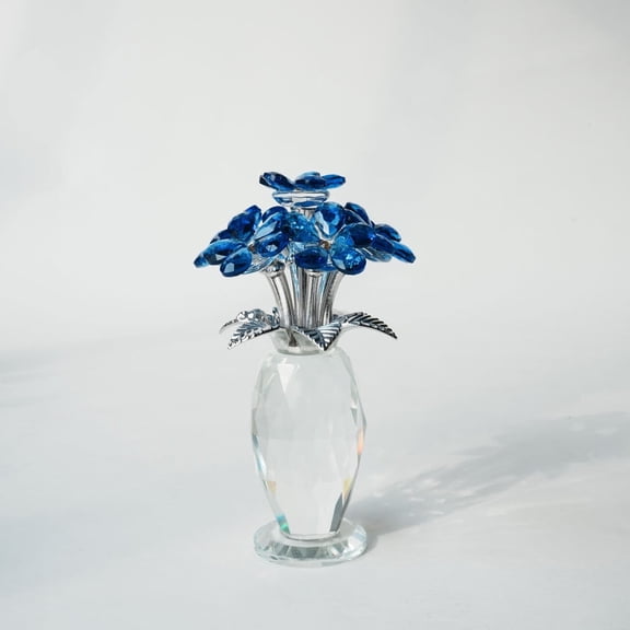Blue Little Daisy Crystal Figurine,Glass Little Daisy Gifts for Women,Crystal Little Daisy Collectible for Christmas Wedding Decor