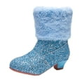 thumbnail image 1 of Blue Winter Warm Short Boots For Girls, Fleece Lining And Princess Design Low Heel, Comfortable For Long Wear, 1 of 7