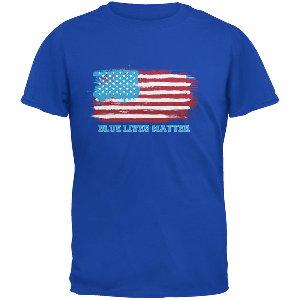 Blue Lives Matter Distressed American Flag Royal Adult T-Shirt - Large - image 1 of 1