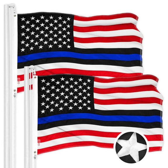 Blue Lives Matter Flag 3x5FT 2-Pack Embroidered Polyester By G128