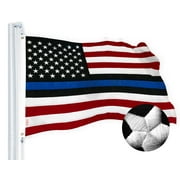 Blue Lives Matter Flag Police Flag Embroidered (3x5 FT Spun Polyester)