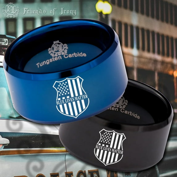 Blue Lives Matter Police Tungsten Carbide Ring