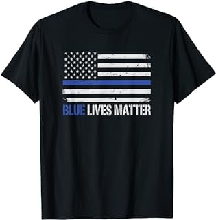 Blue Lives Matter Thin Blue Line American Flag Cop T-Shirt - Walmart.com