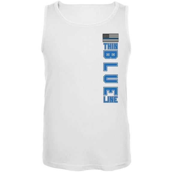 Blue Lives Matter Thin Blue Line American Flag Mens Tank Top White 2XL
