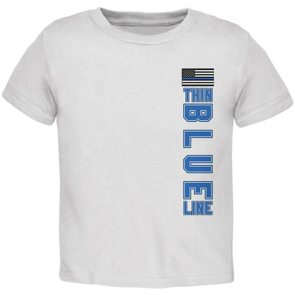 Blue Lives Matter Thin Blue Line American Flag Toddler T Shirt White 2T