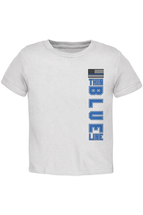 Blue Lives Matter Thin Blue Line American Flag Toddler T Shirt White 2T