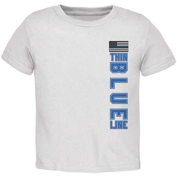 Blue Lives Matter Thin Blue Line American Flag Toddler T Shirt White 3T