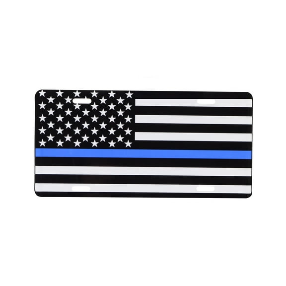 Blue Lives Matter Thin Line US Flag License Plate Support Police&Law Enforcement