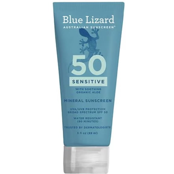 Blue Lizard Australian Sunscreen Sensitive Mineral Sunscreen, SPF 50, 3 fl oz