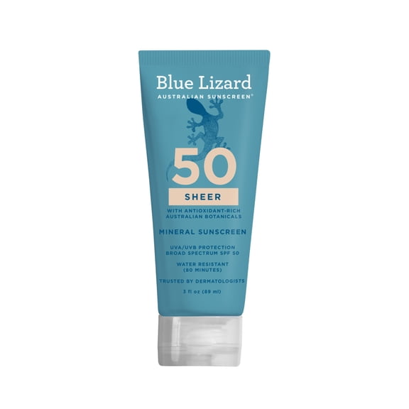 Blue Lizard Sheer Mineral SPF 50 Sunscreen Lotion, Zinc Oxide, 3 fl oz