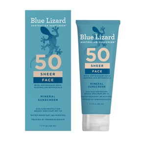 Blue Lizard Sheer Face Mineral SPF 50 Sunscreen Lotion, 1.7 fl oz