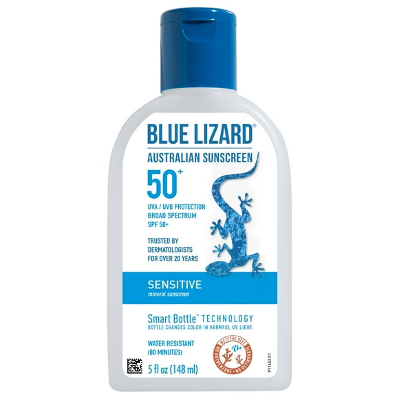 Blue Lizard Sensitive SPF 50 Mineral Sunscreen Lotion, Broad Spectrum, All Ages, 5 fl oz