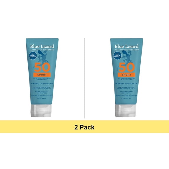 Blue Lizard Sport Mineral SPF 50 Sunscreen Lotion, 3 oz - 2 Pack