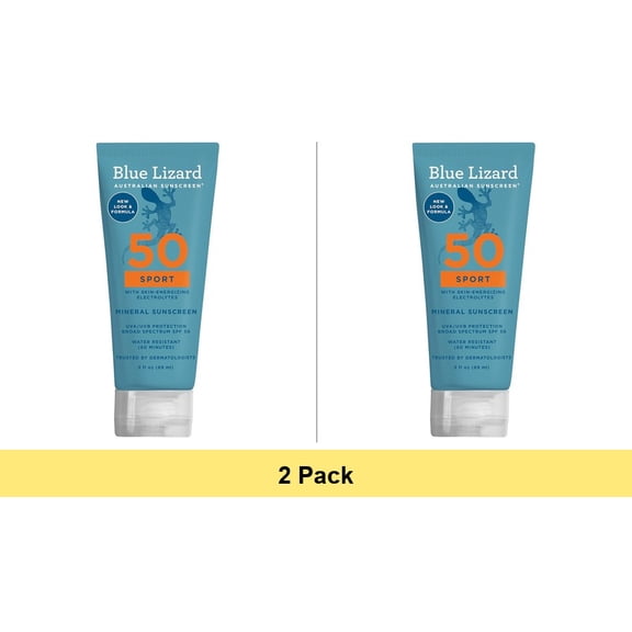 Blue Lizard Sport Mineral SPF 50 Sunscreen Lotion, 3 oz - 2 Pack