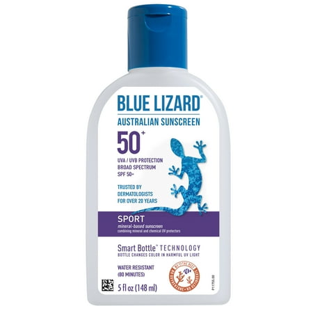 Blue Lizard Sport SPF 50 Mineral-Based Sunscreen Lotion, Broad Spectrum, All Ages, 5 fl oz