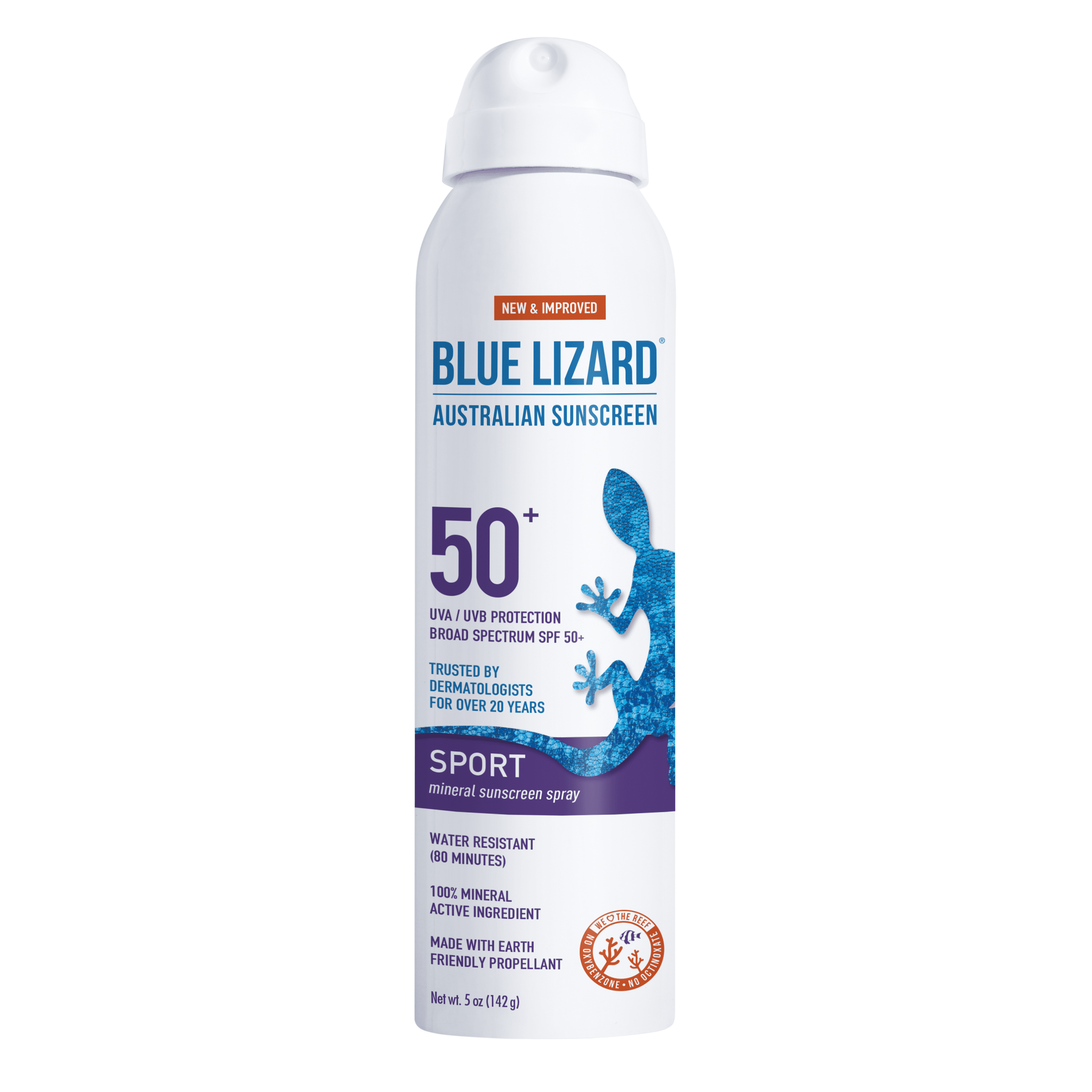Blue Lizard Sport SPF 50 Mineral Sunscreen Spray, Broad Spectrum, All Ages, 5 fl oz