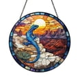 thumbnail image 1 of Blue Lizard Stained Glass Style Panel – Sunset Wildlife Window Art, 1 of 4