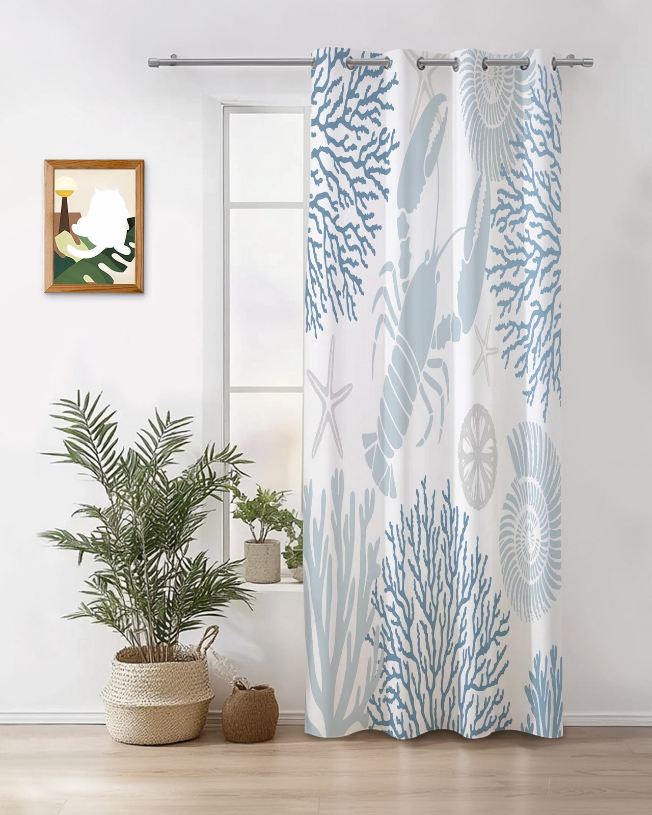 Blue Lobster Curtains 36 inches Long for Living Room Bedroom Ocean ...