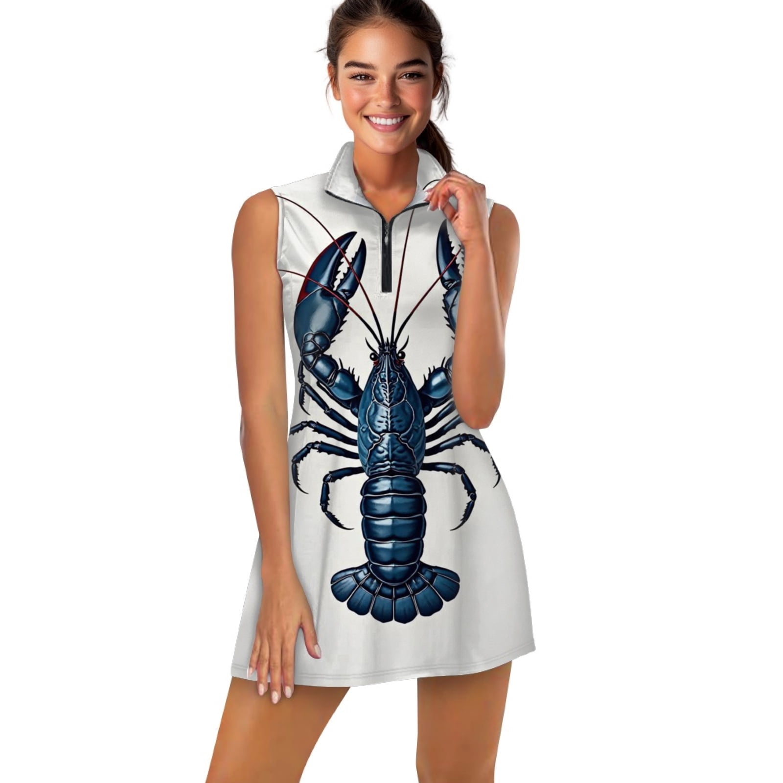 Blue Lobster Illustration Sports Dresses Women Tennis Dress Outdoor Badminton Golf Quick-Drying And Breathable Sports Dress
