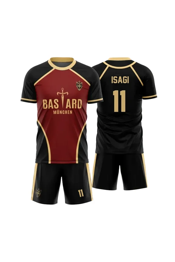 Blue Lock Anime Jersey Futsal Pattern Vl Replika Bastard Munich Men Short Sleeve Shorts Set Women's Street Casual Sports T Shirt