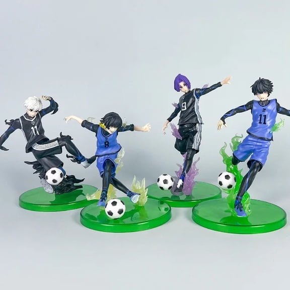 Blue Lock Isagi A set of 4 Yoichi Bachira Meguru Nagi Seishiro Soccer Anime Action Figure Series PVC Collectible Statue Model Desktop Decor