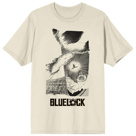 Blue Lock Manga Isagi Vision Crew Neck Short Sleeve Natural Men's T-shirt-Small