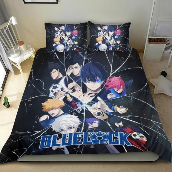 Blue Lock Themed Bed Sheet Set Three Piece Set 36x75 In ches Comfortable And Skin Friendly Unique Design Creating A Star Studded Night Home Decor Gifts For Family Friends fans