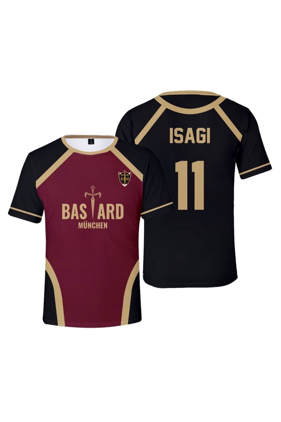 Yoichi Isagi Bastard München Unisex Cosplay Tee - Black Short Sleeve Anime Merch Graphic T-Shirt