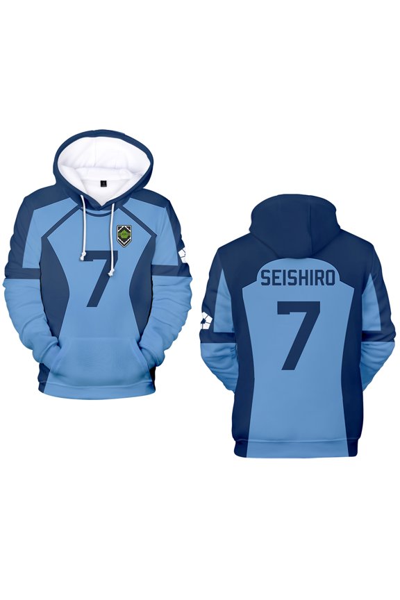Blue Lock Yoichi Isagi Cosplay Sports Hoodie Unisex Football Uniform Anime Hooded Sweatshirt
