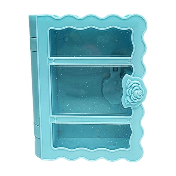 Blue Lockable Desktop Storage Box Book Style Clamshell Design For ...