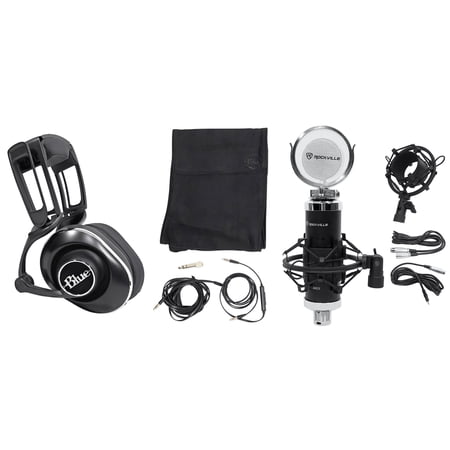 Blue Lola Black Sealed Over-Ear Studio Headphones+Condenser Recording Microphone