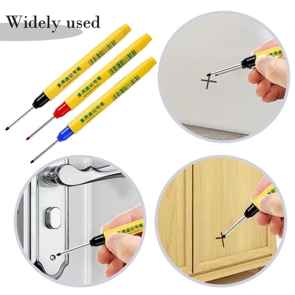 Blue Long Reach Marker Pens, 3 Pack, 33mm Tip for Precision Marking in Woodworking and Building, 14cm Each, 5ml
