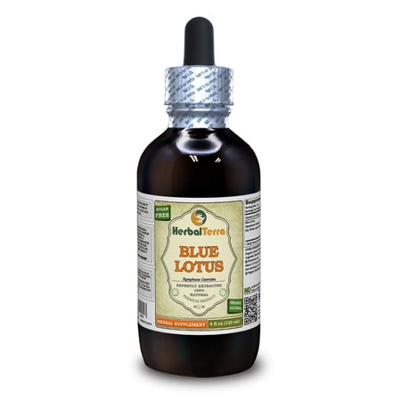 Blue Lotus Dry Flower Absolutely Natural Expertly Extracted by Trusted HerbalTerra Brand Certified Organic Alcohol-Based Liquid Extract. Proudly made in USA. Tincture 4 Fl.Oz