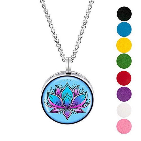 Blue Lotus Enamel Necklace Diffuser w/ pads and gift box