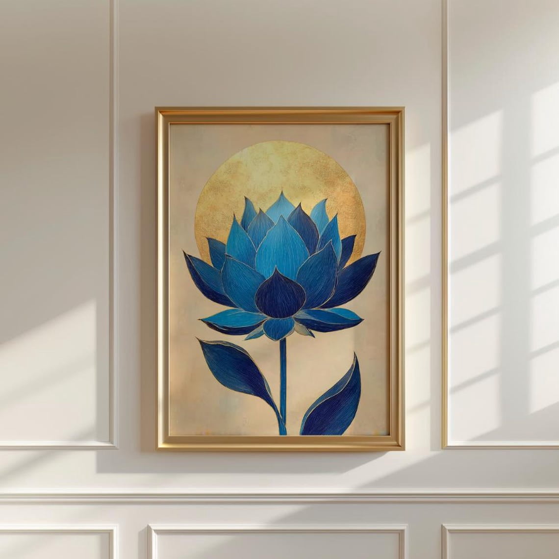 Blue Lotus Flower Wall Art Print, Minimalist Zen Boho Style, Spiritual ...