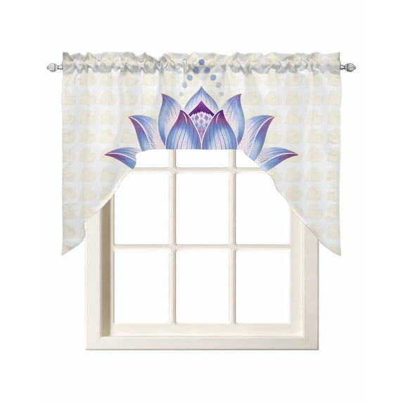 Photo inspiration: Picture Idea: Blue Lotus Flowers Kitchen Swag Valances For Windows Classic Love