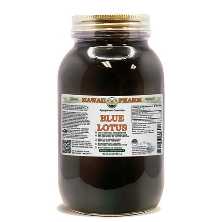 Blue Lotus (Nymphaea Caerulea) Dry Root ALCOHOL-FREE Liquid Extract. Expertly Extracted by Trusted HawaiiPharm Brand. Absolutely Natural. Proudly made in USA. Glycerite 32 Fl.Oz