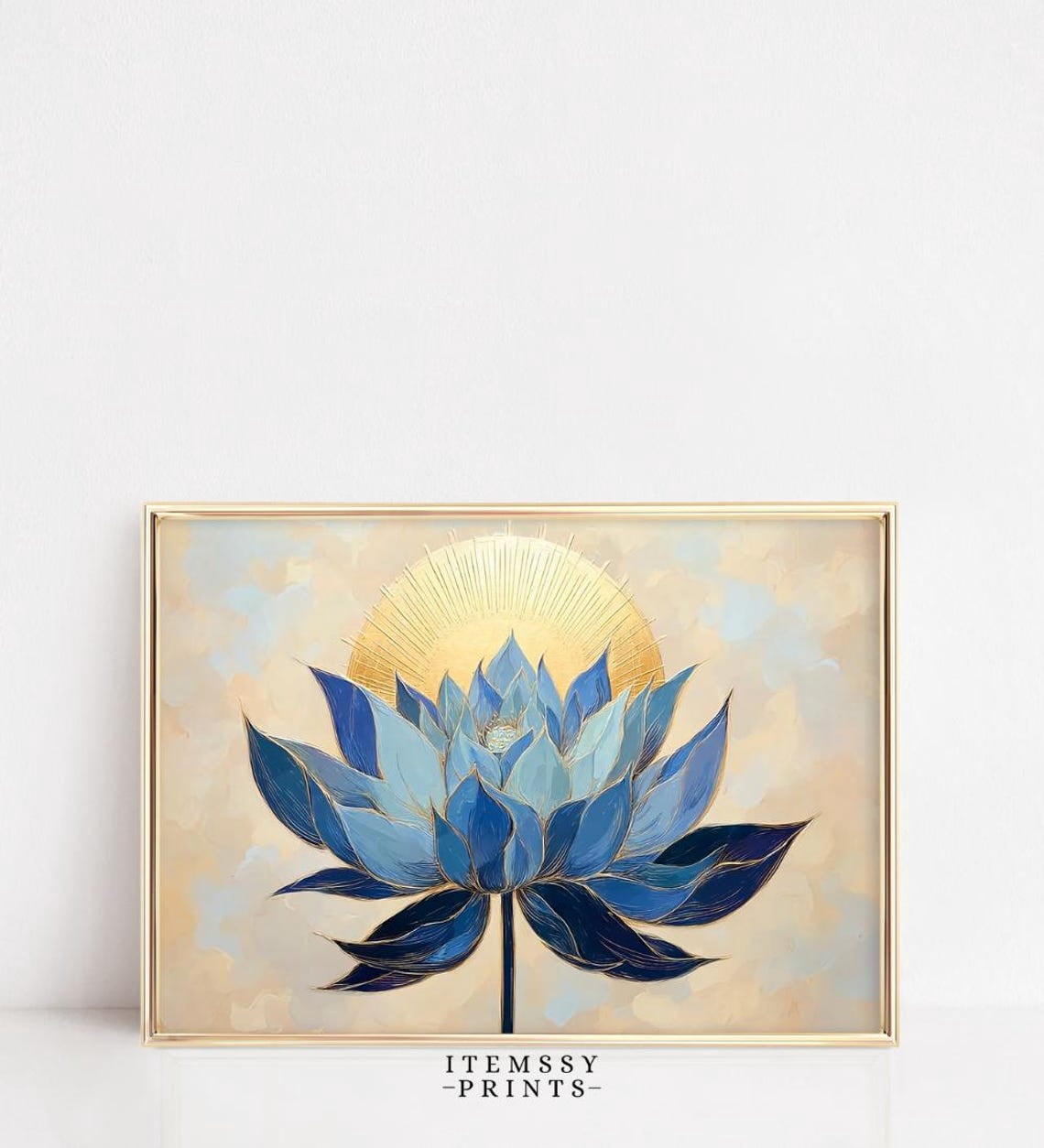 Blue Lotus Wall Art Poster, Minimalist Zen Boho Botanical, Spiritual ...