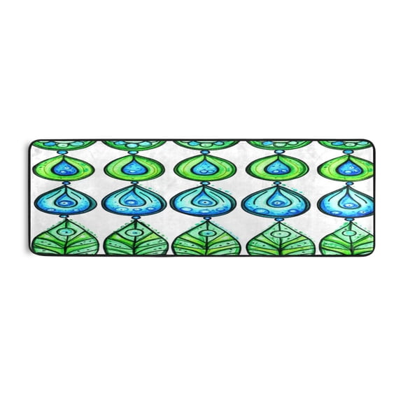 Blue Lotus on Water 72x24" Runner Rug, Non-Slip Memory Foam Cushion, Anti-Crease for Hallways and Bedrooms