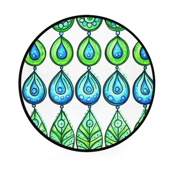 Blue Lotus on Water Memory Foam Bath Mat 36" Absorbent Rug with Non Slip Base and 4 Bonus Pads