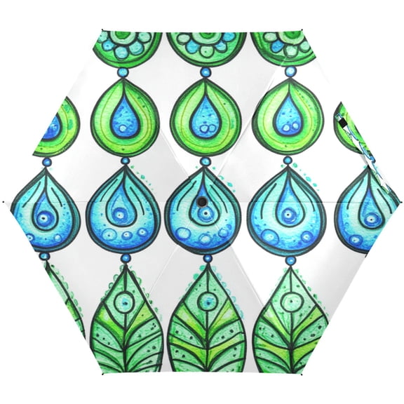 Blue Lotus on Water Umbrellas for Sun Auto Open Close UV50+ Waterproof 5-Fold Compact Fiberglass Frame