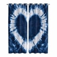 thumbnail image 1 of Blue Love Heart Kitchen Curtains 84 Inch Length, Boho Ethnic Modern Funny Tie Dye Art Grommet Top Bedroom Living Room Curtains, Light Filtering Cafe Curtain Drapes 2 Panels Set 84''x84'', 1 of 9